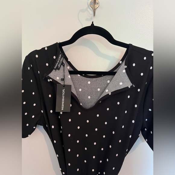 ASOS Wednesday's Girl relaxed belted jumpsuit with wide leg in polka dot - Picture 7 of 9